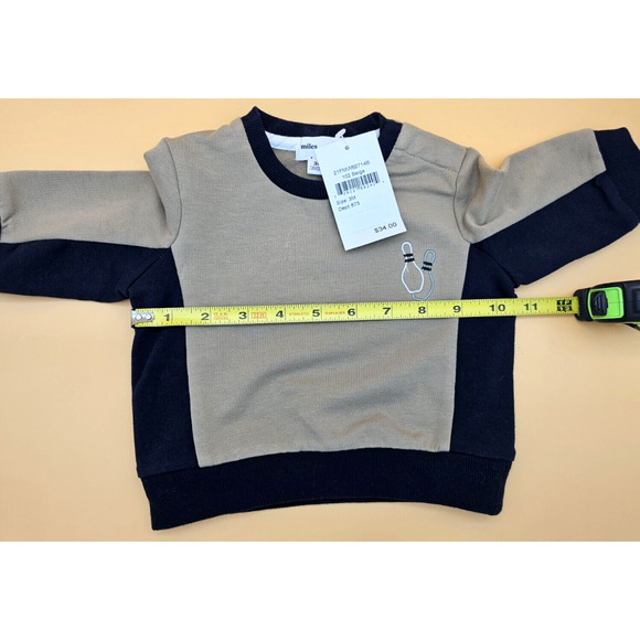 Miles The Label Baby Boy SZ 3 Months Lucky Bowling Pins Strike Beige Sweatshirt - Picture 8 of 9